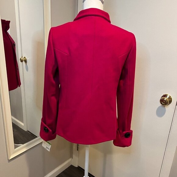 NWT Apostrophe Fuschia Wool Button down Coat, Size Medium - Picture 9 of 15